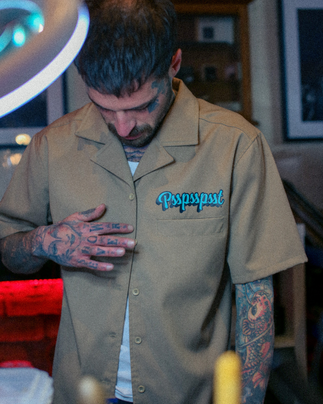 PUSSYFACEMONSTA tan shirt beige shirt